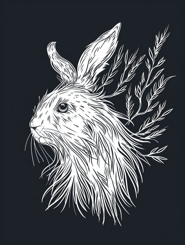 Lionhead Rabbit Minimalist Illustration 1