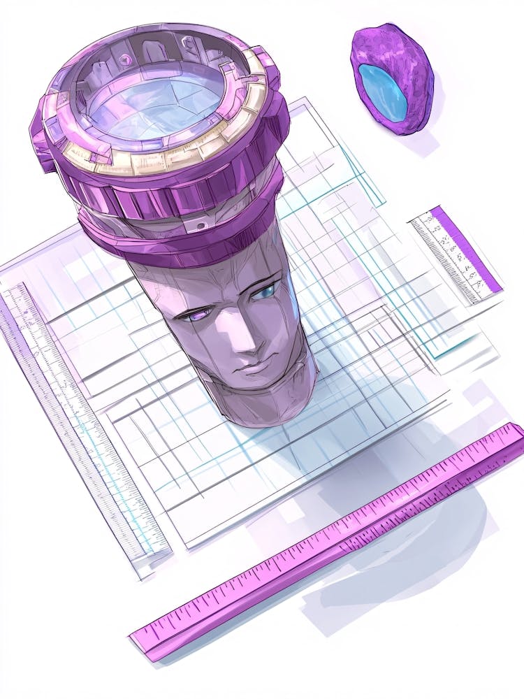 Purple Table Setting with Paper and Glass