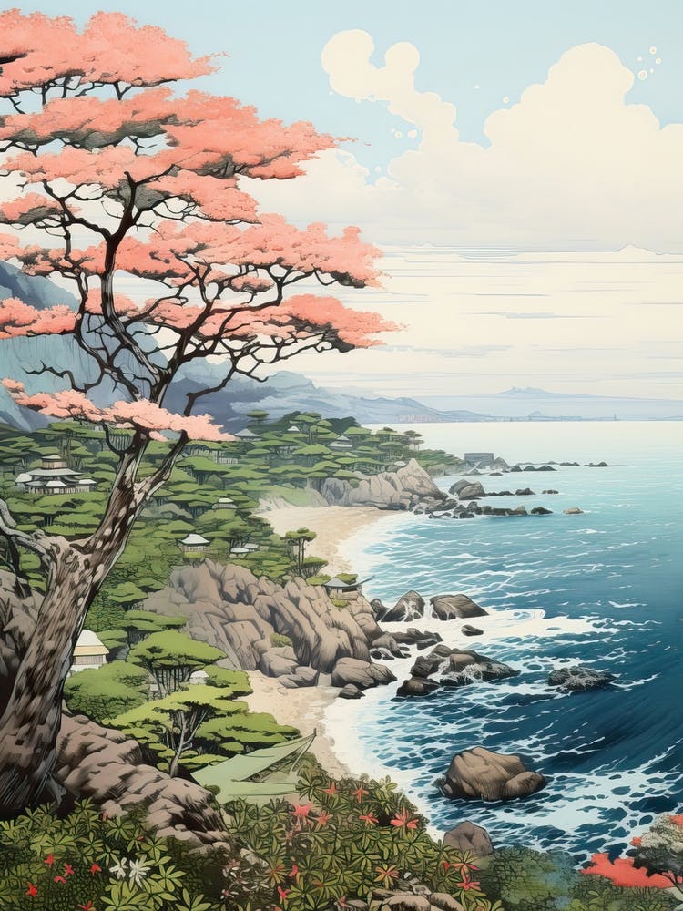 Aogashima Island In Tokyo, Ukiyo E Drawing 4