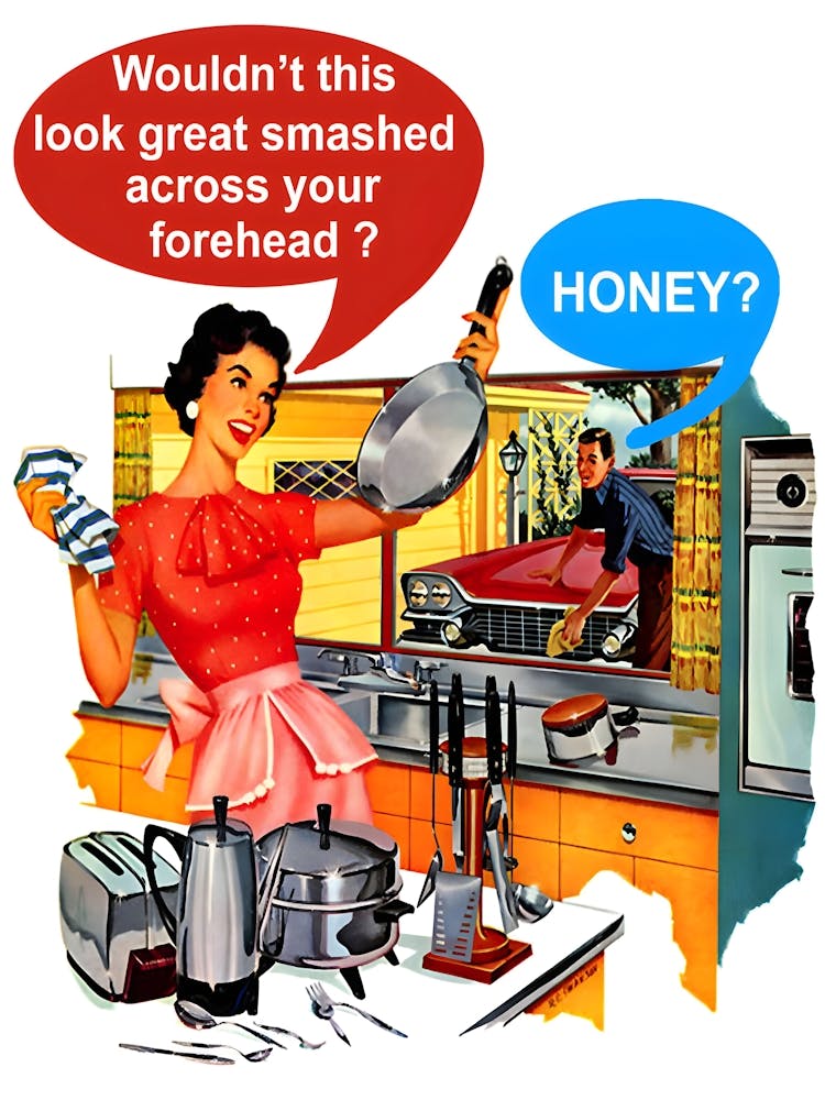 Young Couple With Funny Speech Bubbles, Funny Poster