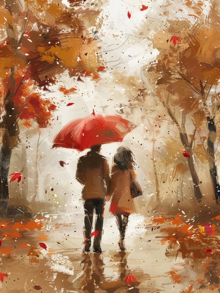 Paar geht im Regen 5