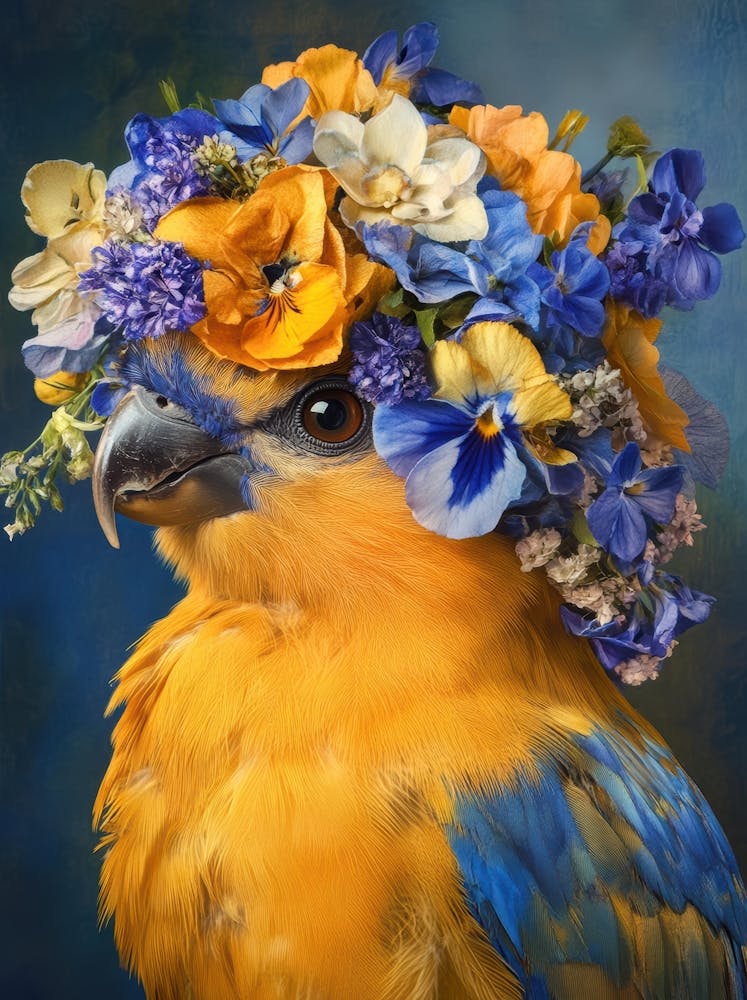 Parrot With Flowers 1
