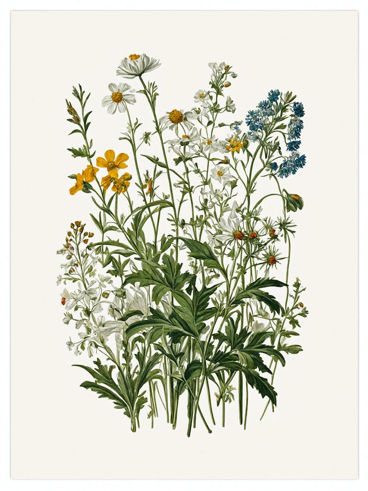 Vintage Botanical Galleria Style Wildflower Painting 15