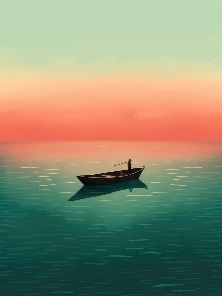 Sunset In A Boat