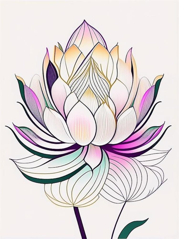 Lotus Flower Pattern Abstract Line Drawing 3