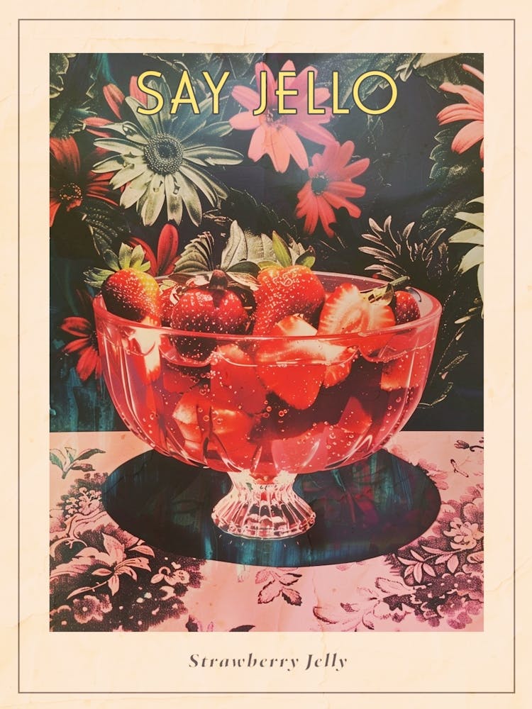 Strawberry Jelly Retro Collage 2 Poster