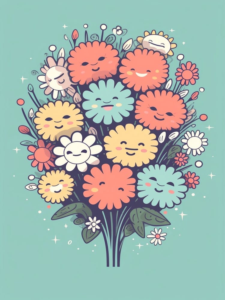 Flower Bouquet Kawaii Illustration 4