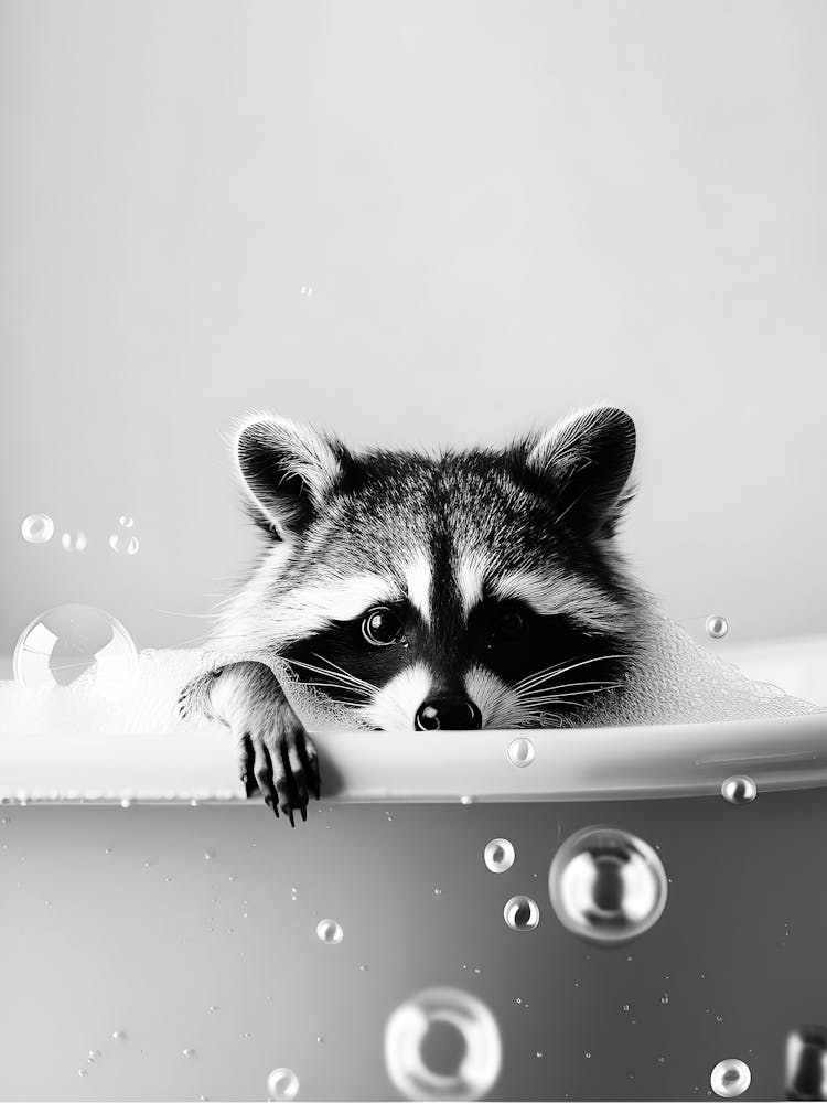 Raccoon In The Bath