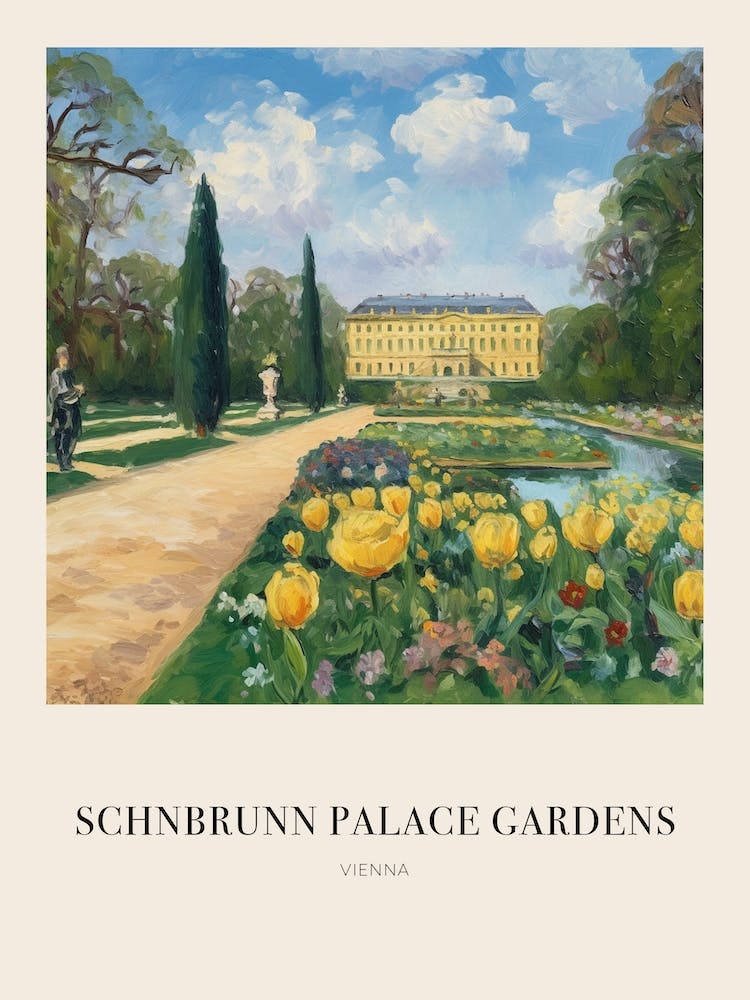 Jardins du Palais de Schönbrunn Vienne Affiche Vintage Inspirée de Cézanne