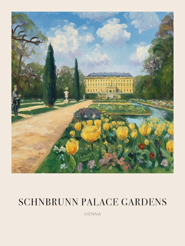Schnbrunn Palace Gardens Vienna Vintage Cezanne Inspired Poster
