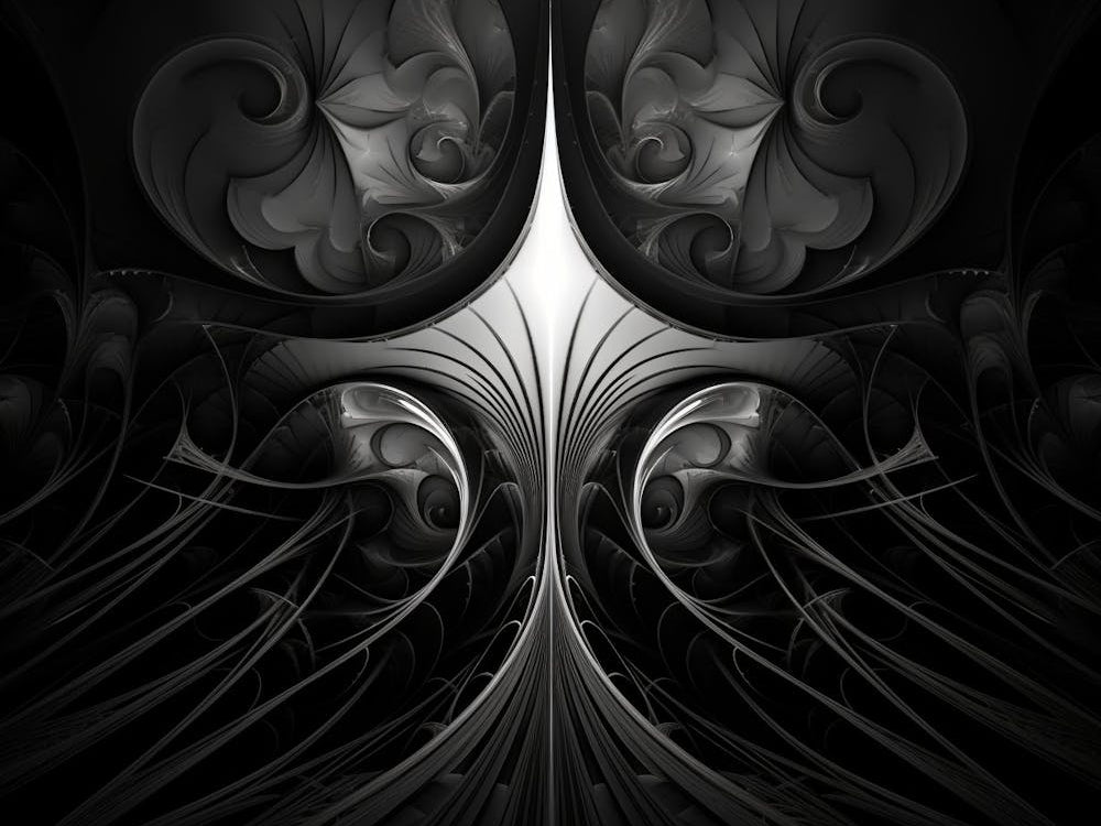 Surreal Symmetry Abstract Black And White 6