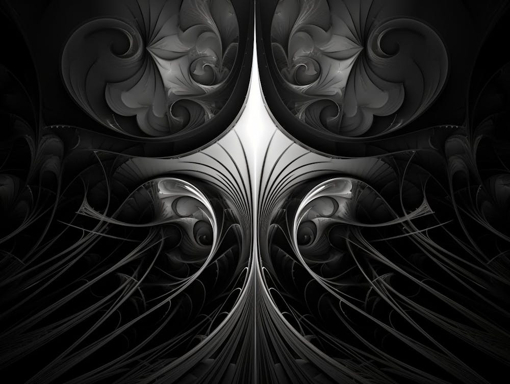 Surreal Symmetry Abstract Black And White 6