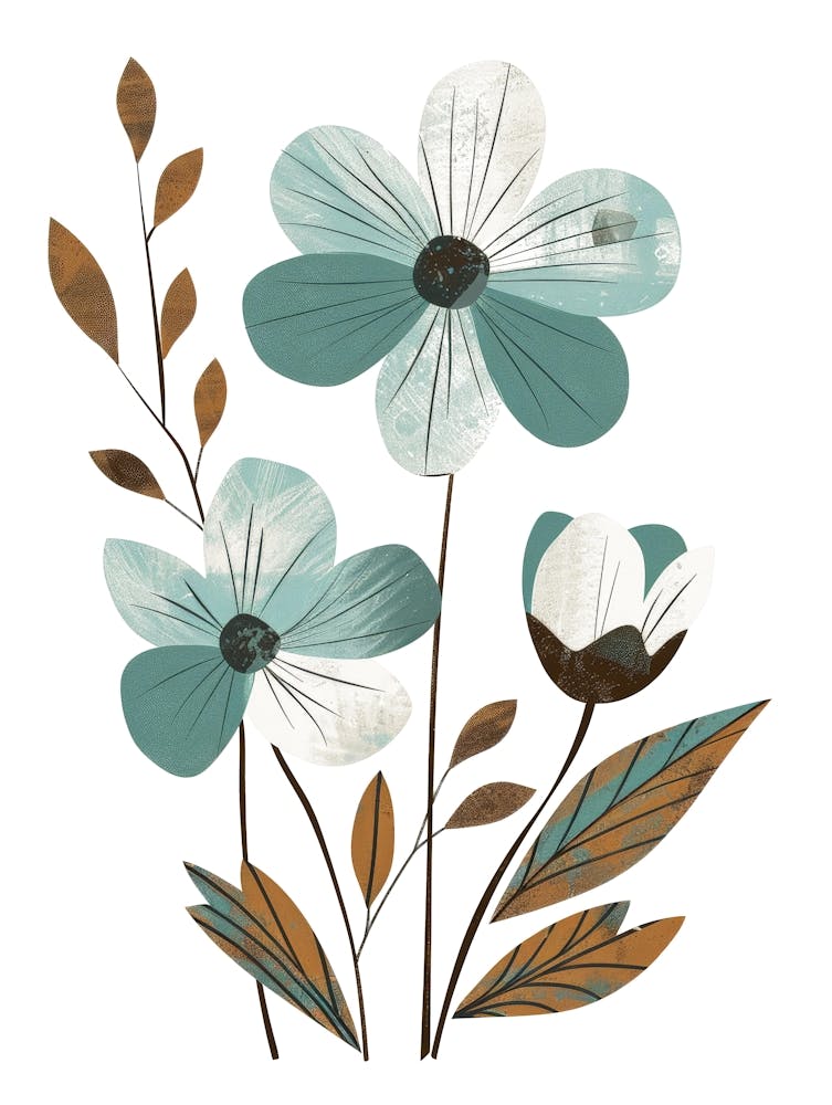 Blaue und braune Blumen