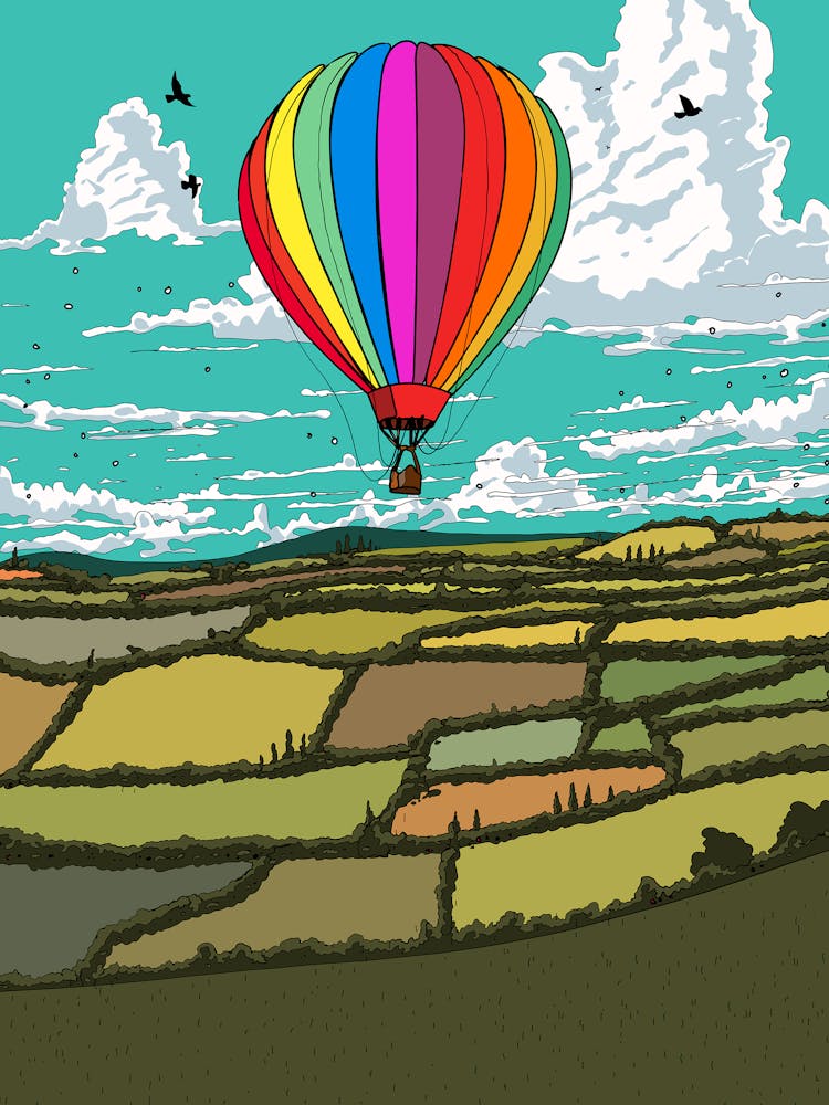 Hot Air Balloon In The Countryside