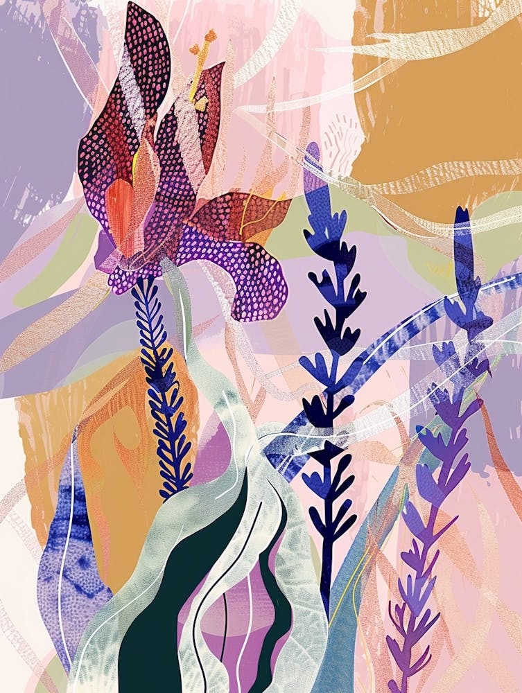 Colourful Flower Illustration Lavender 3