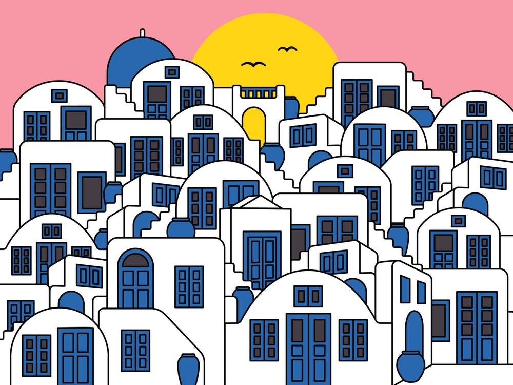 Landscape Santorini Greece Summer Sunset, World Traveller Architecture