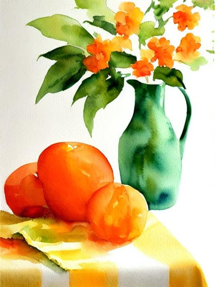 Tangerine Italian Watercolour fruit