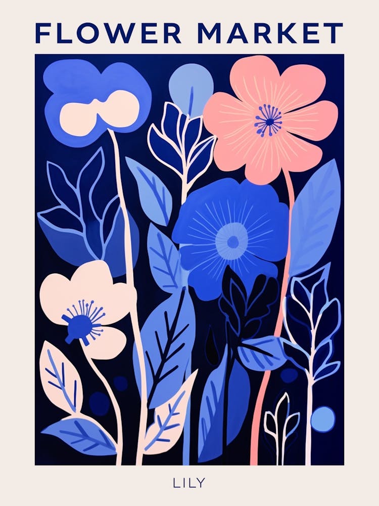 Blue Flower Market Poster Lily 4