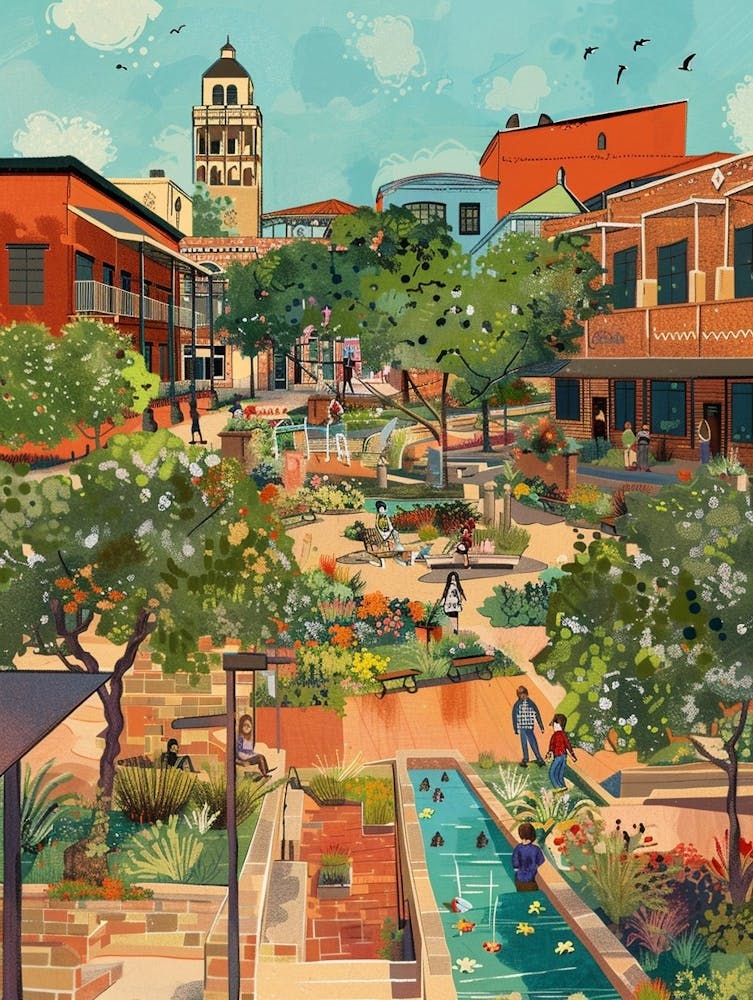 Märchenbuch-Illustration Red River Cultural District Austin Texas 4