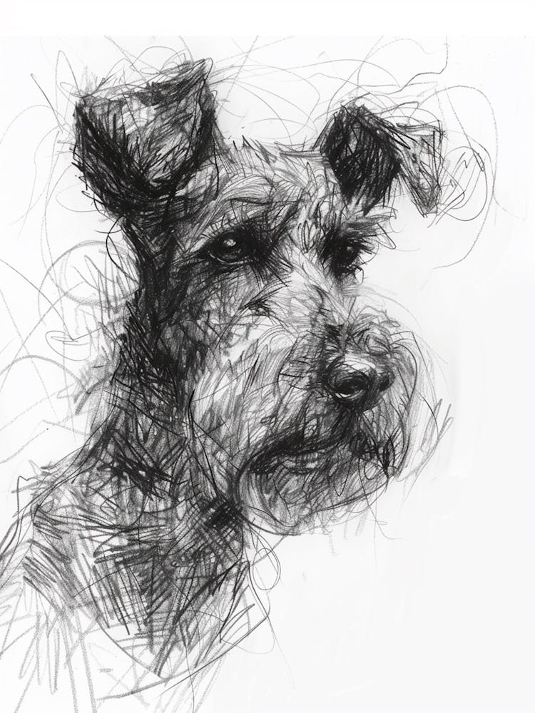 Kerry Blue Terrier Dog Charcoal Line