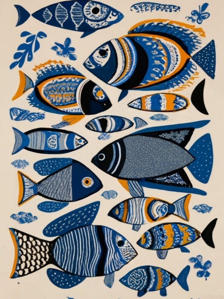 Fish collection wall art poster