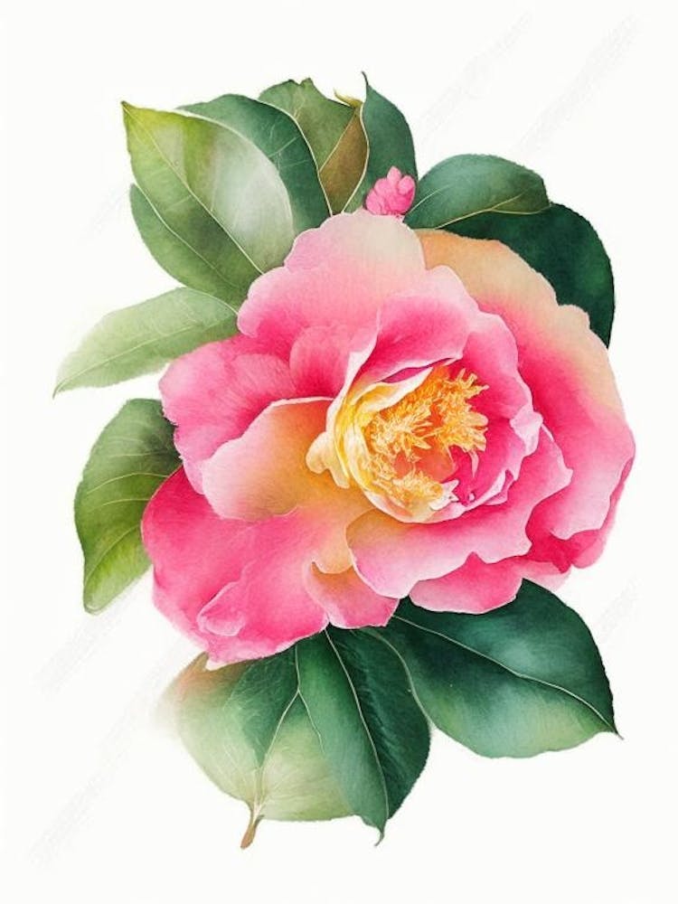 Camellia Wildflower Watercolour 1