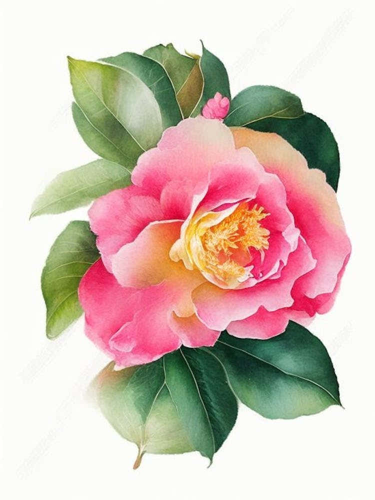 Camellia Wildflower Watercolour 1