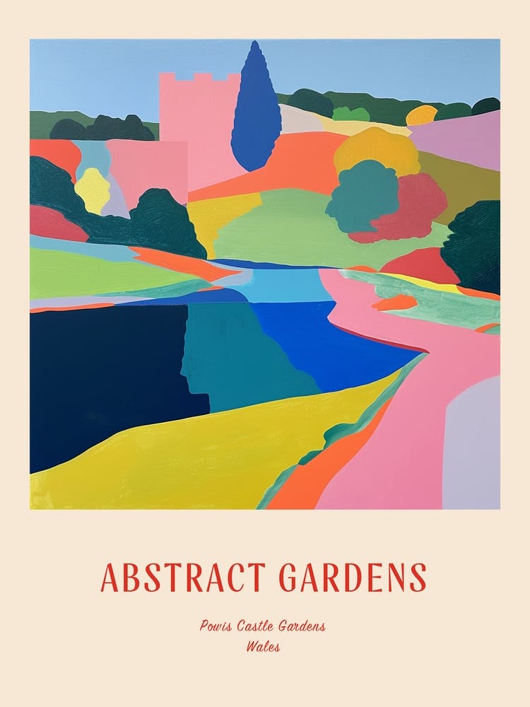 Colourful Gardens Powis Castle Gardens Wales 3 Red Poster