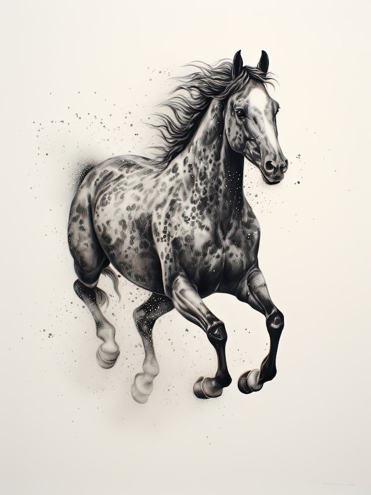 A Horse Painting In The Style Of Stippling 3