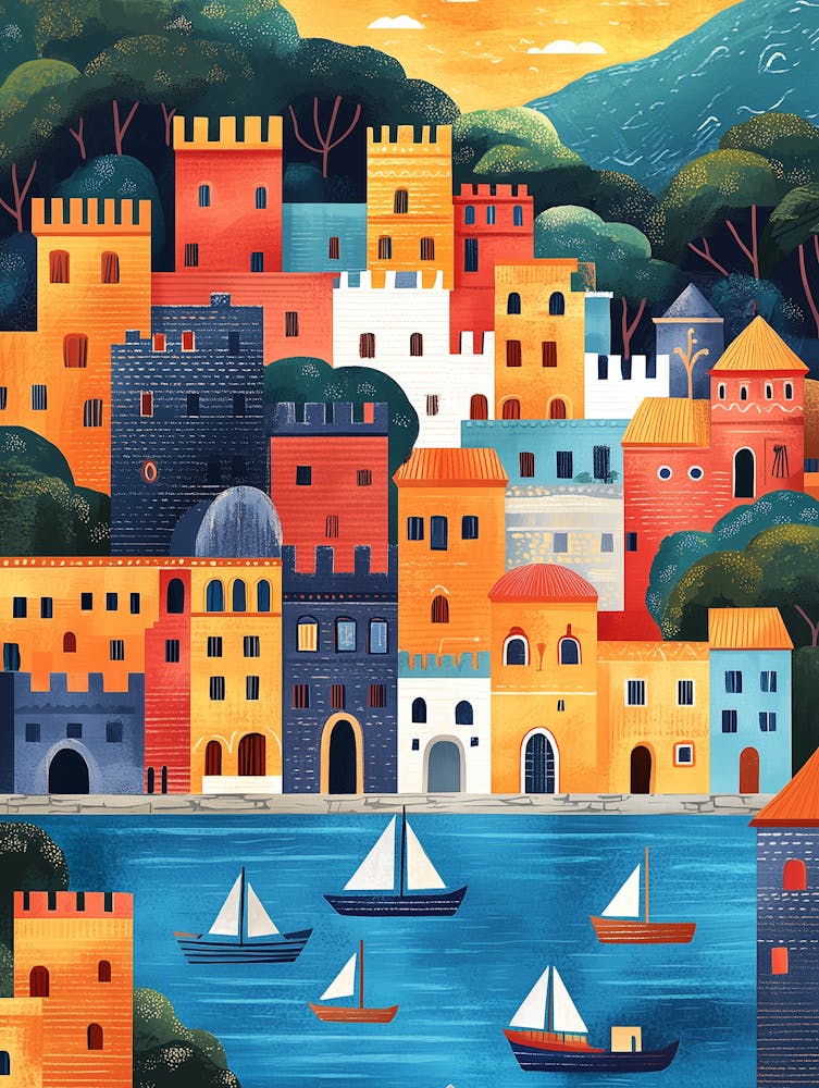 An Illustration Style Poster Of Rhodes 1