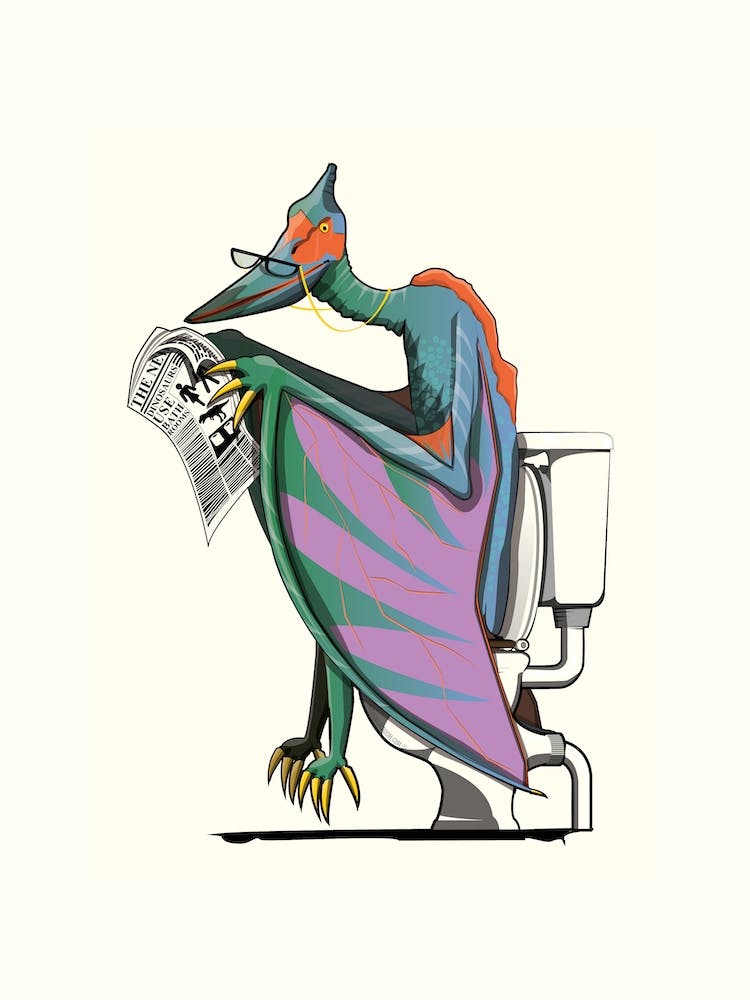 Dinosaur, Pterodactyl On Toilet