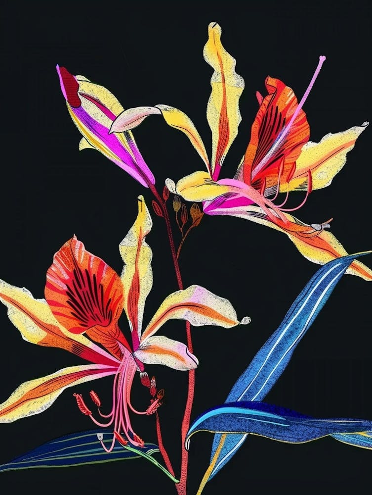 Neon Flowers On Black Kangaroo Paw 4
