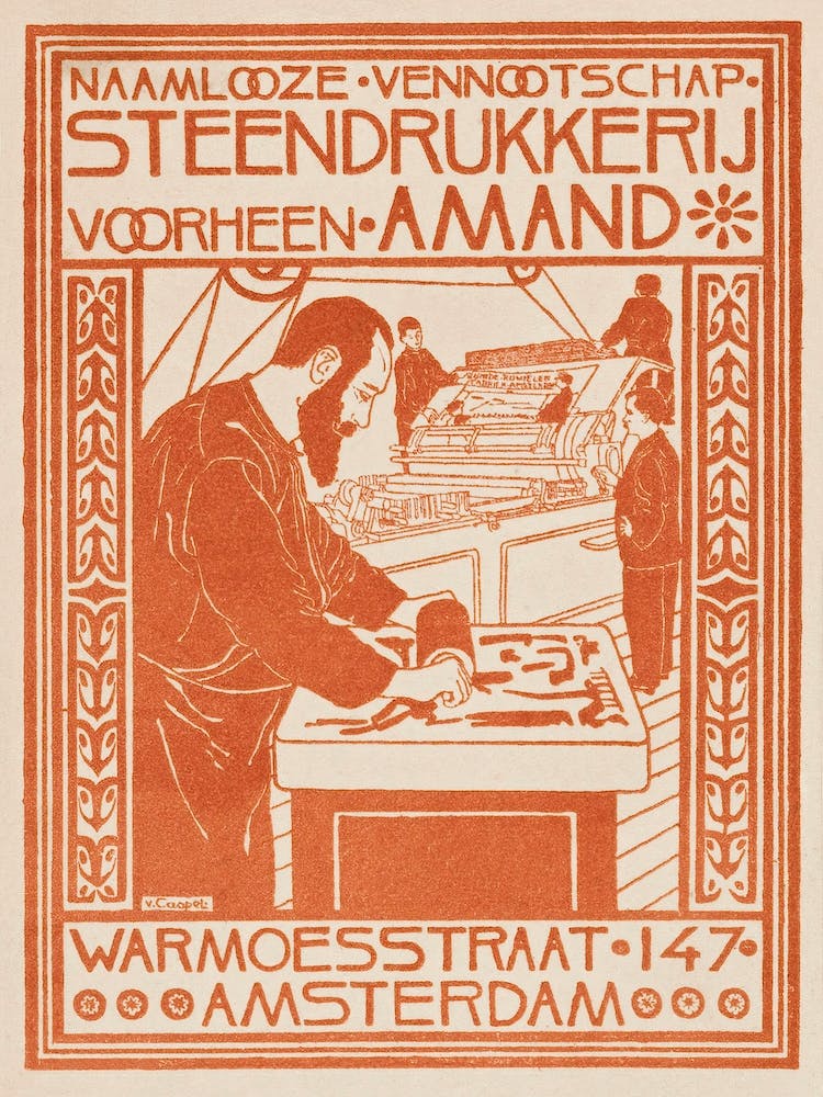 Advertisement Of Steendrukkerij Formerly Amand (1880–1928), Johann Georg Van Caspel