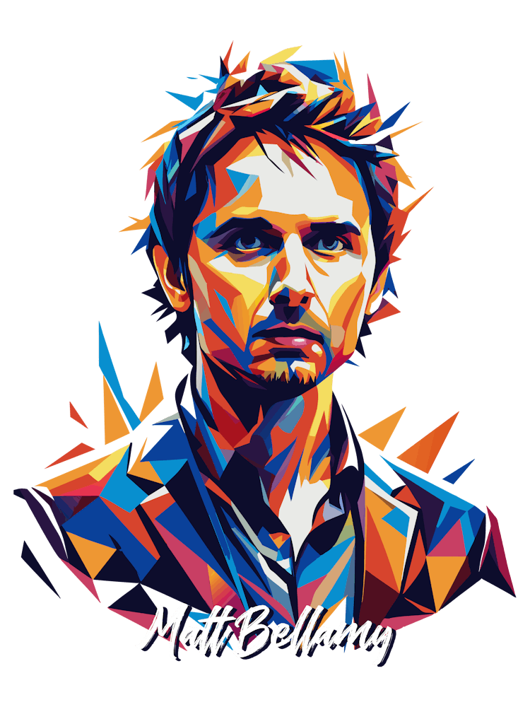 Muse Matt Bellamy 02 Portrait Music Icon Style WPAP Pop Art