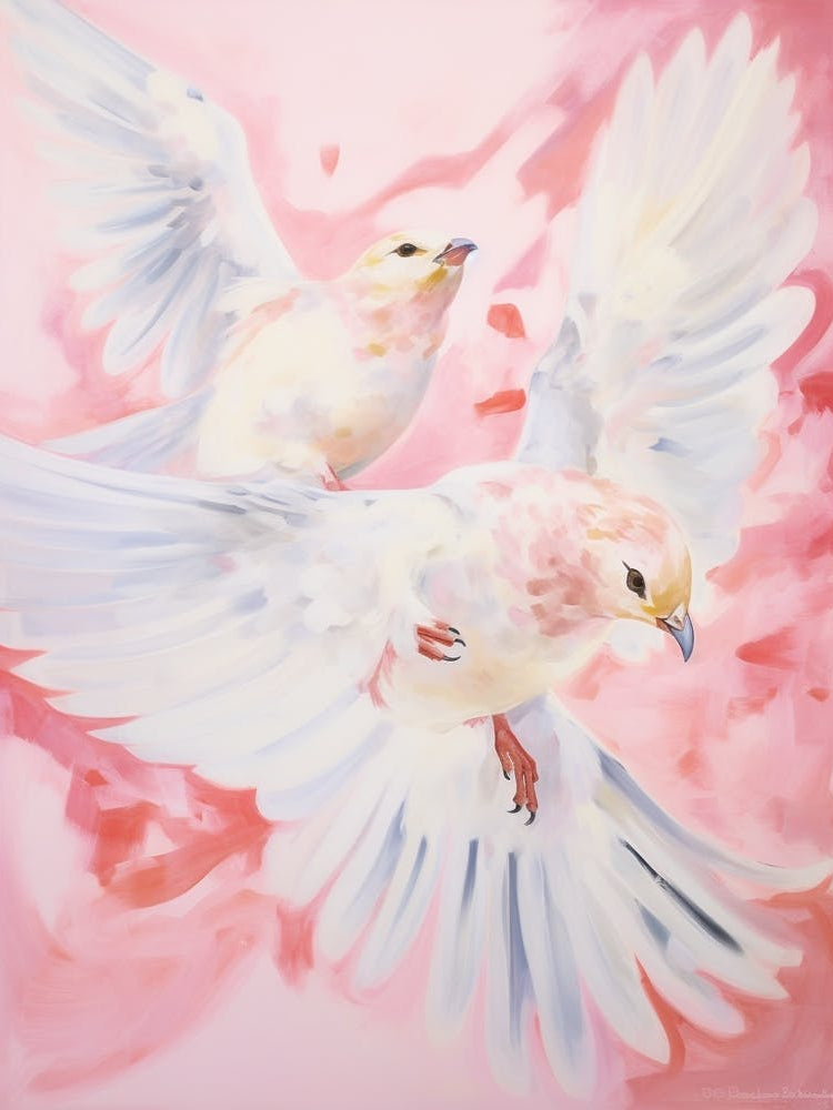 Pink Ethereal Bird Painting Mockingbird 2
