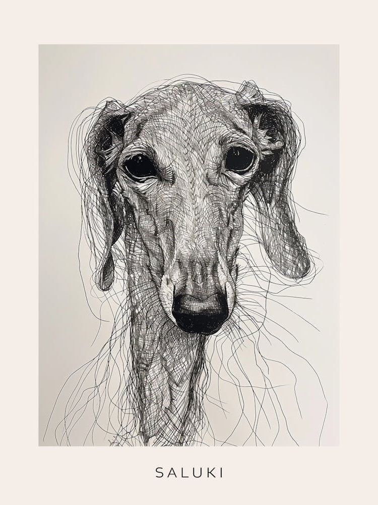 Saluki Dog Line Sketch 2 Poster