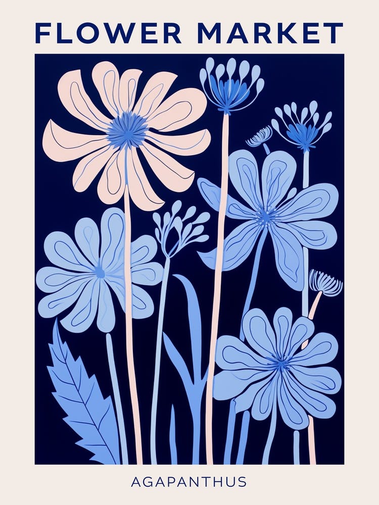 Blue Flower Market Poster Agapanthus 3