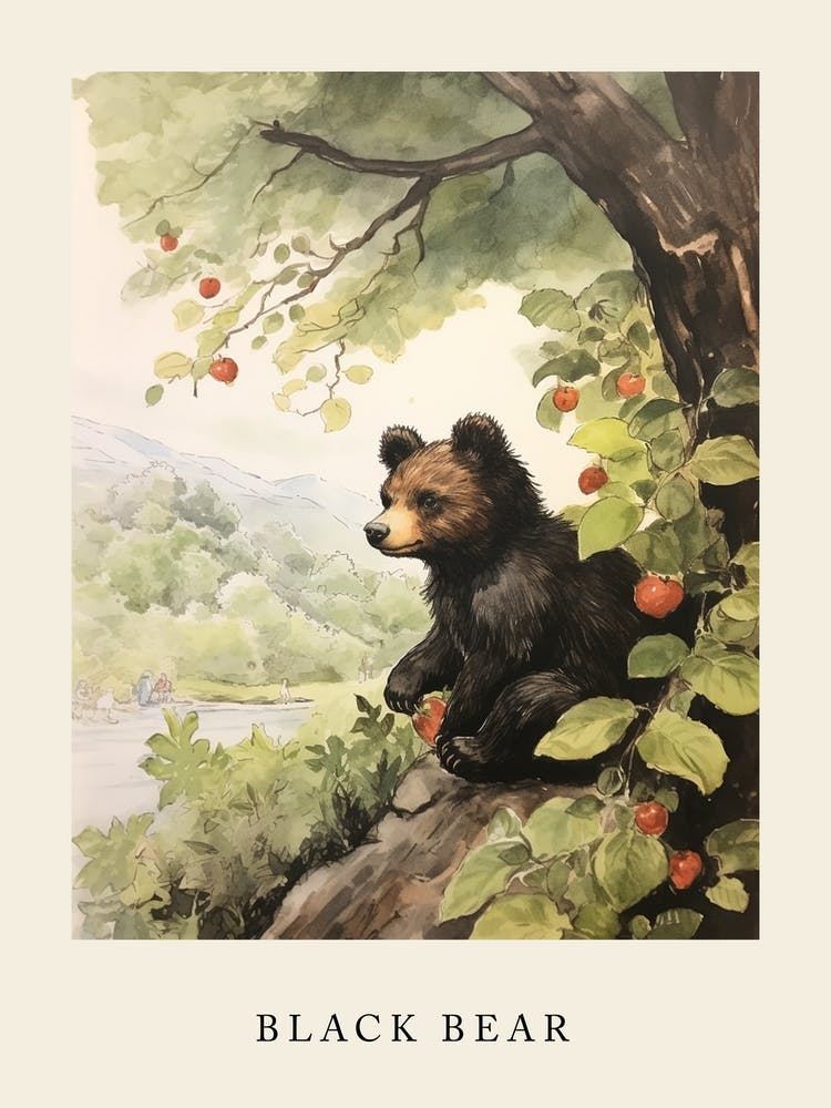 Beatrix Potter Inspired  Animal Watercolour Black Bear 2