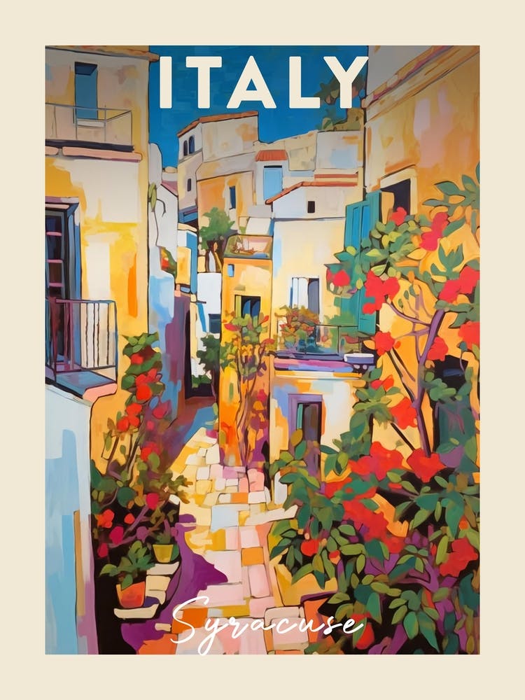 Syracuse Italy 2 Fauvist Painting Travel Poster