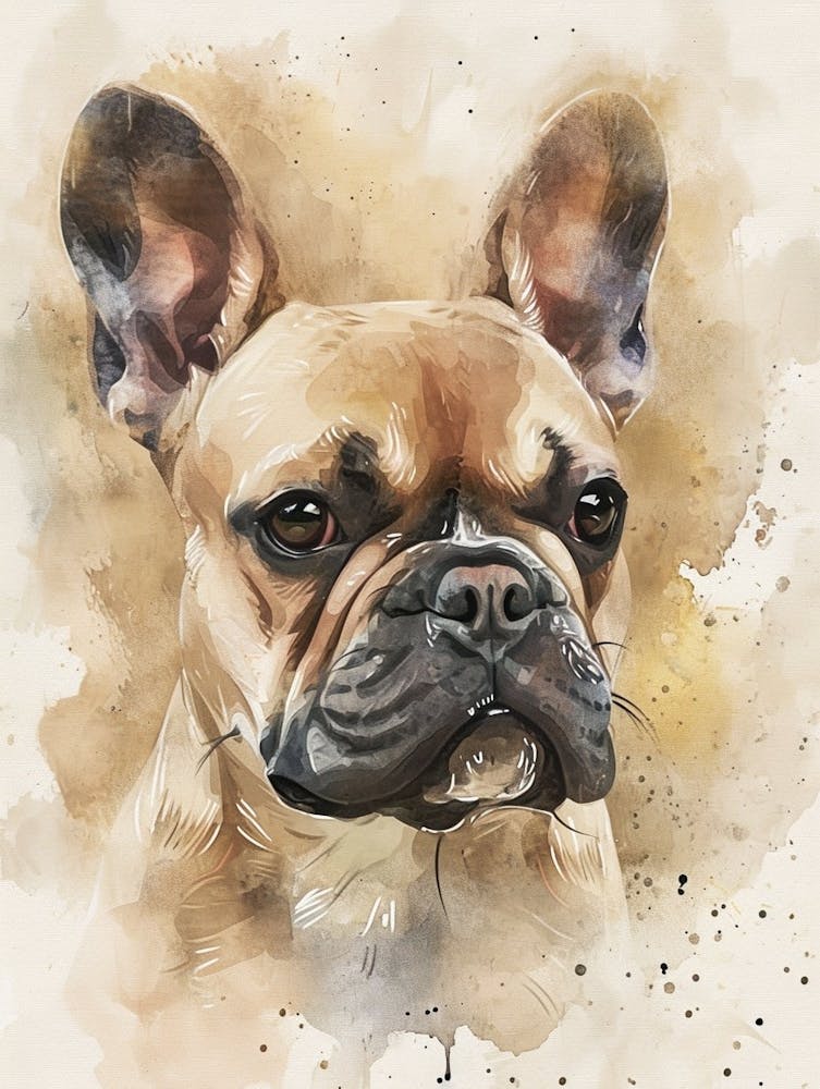Französische Bulldogge Aquarellmalerei 4
