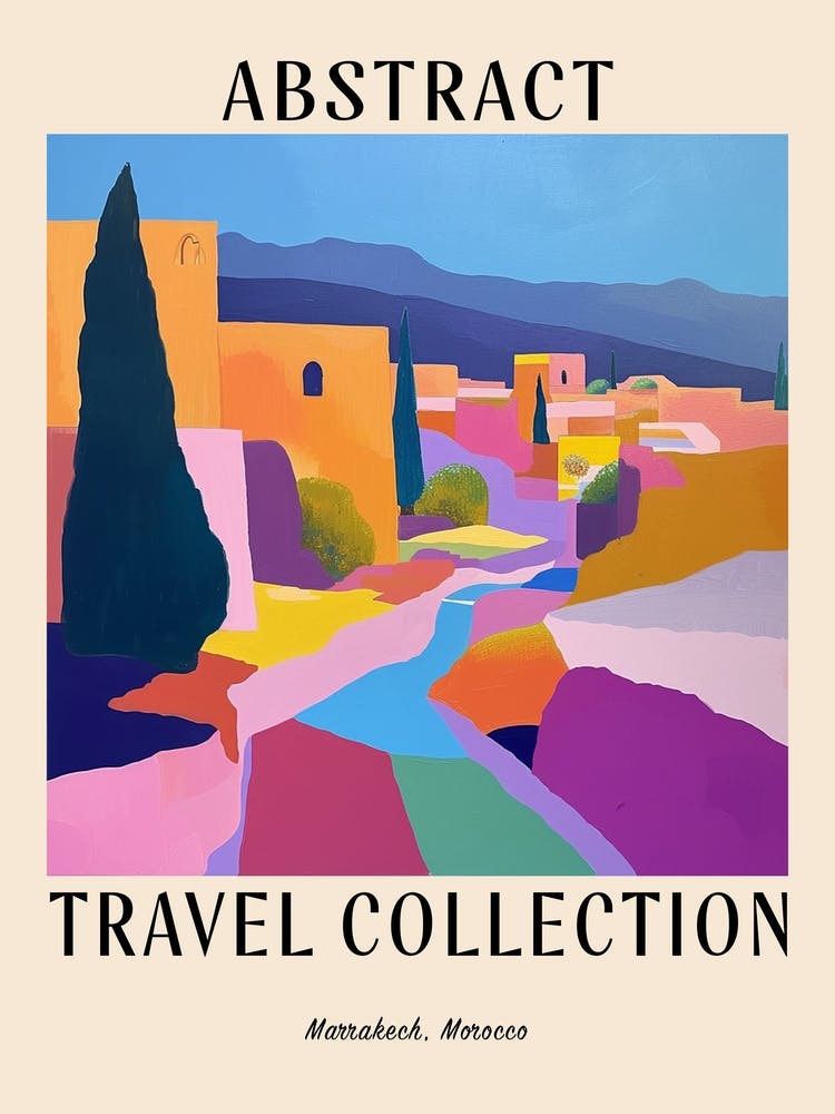 Abstract Travel Collection Poster Marrakech Morocco 2