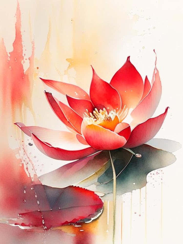 Red Lotus Storybook Watercolour 6