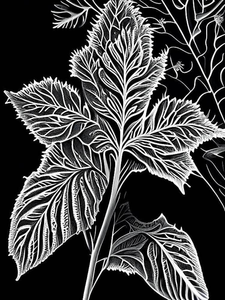 Snakeroot Leaf Linocut 2