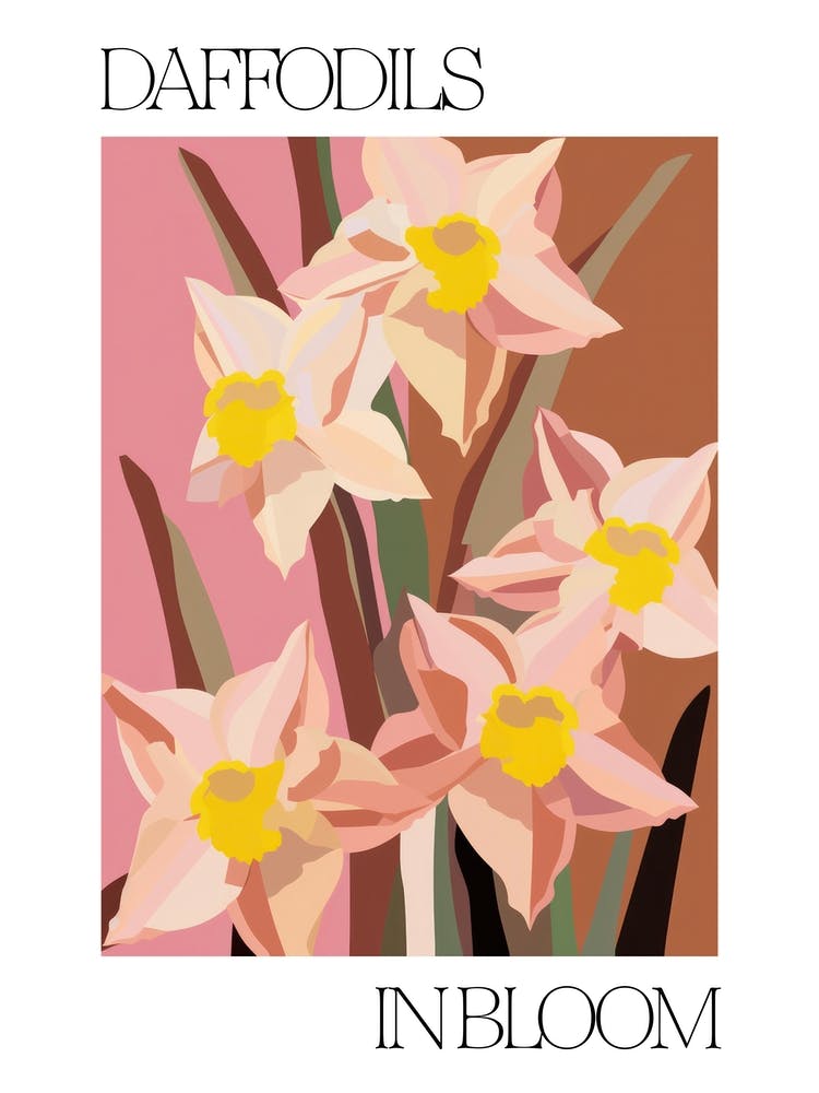 Daffodils In Bloom Flowers Bold Illustration 1