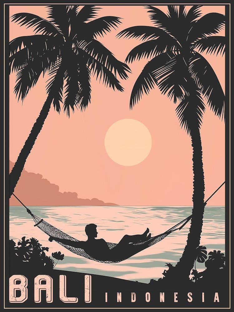 Paradise Found: Bali in Vintage Pink Poster