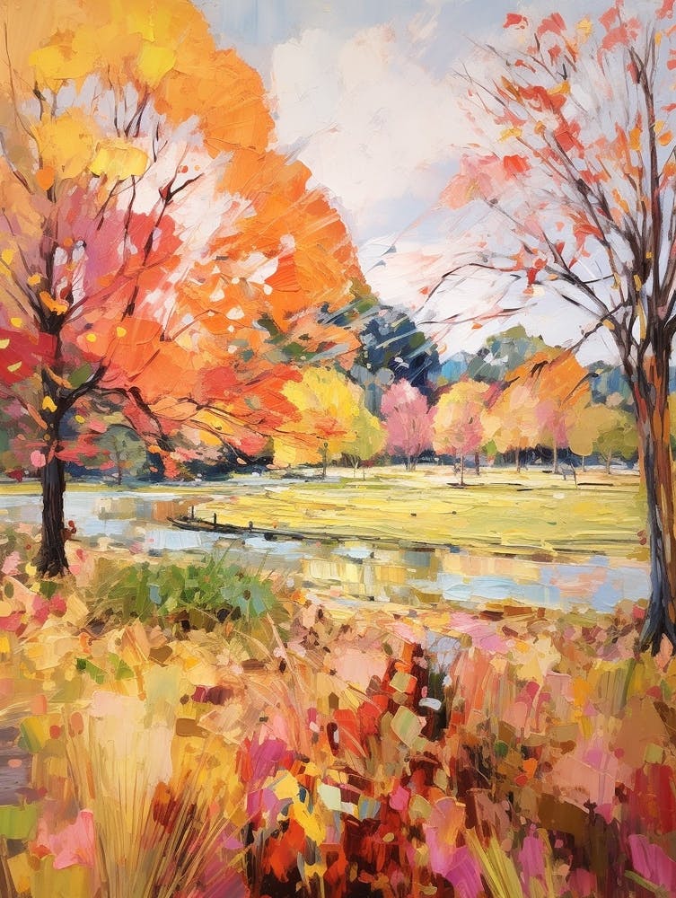 Autumn Gardens Painting Royal Botanic Gardens Victoria Australia 2