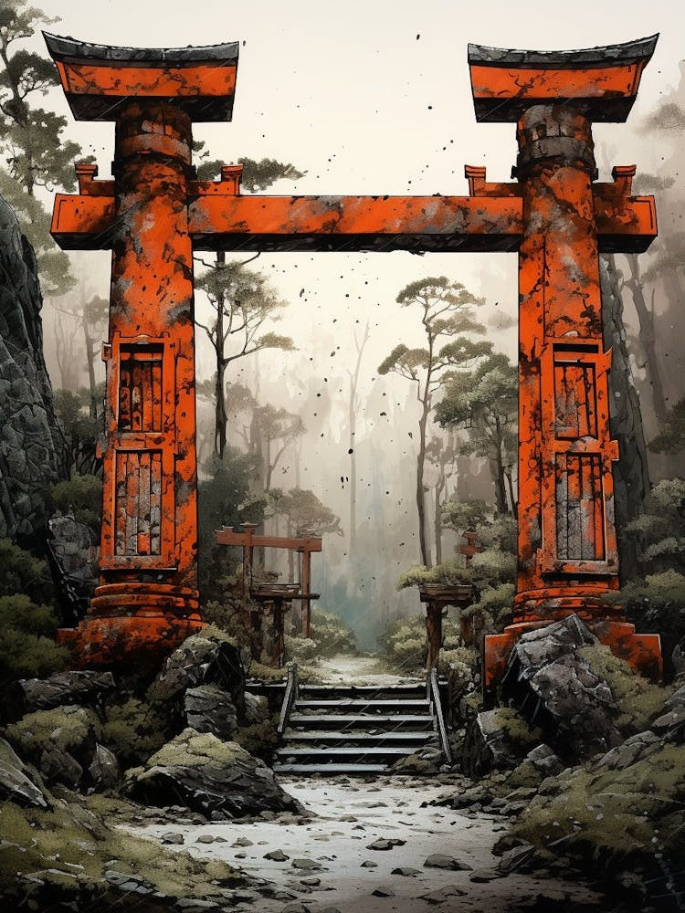 Torii Gates Japanese Illustration 5