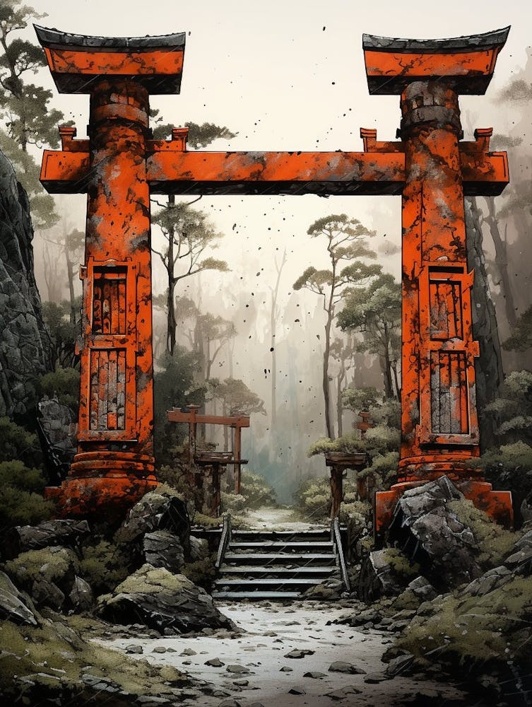 Torii Gates Japanese Illustration 5