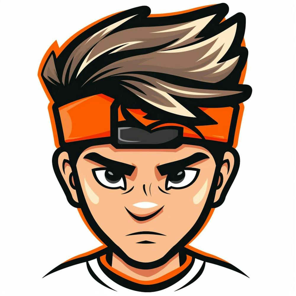Mascot Teenager Face Logo, Front View