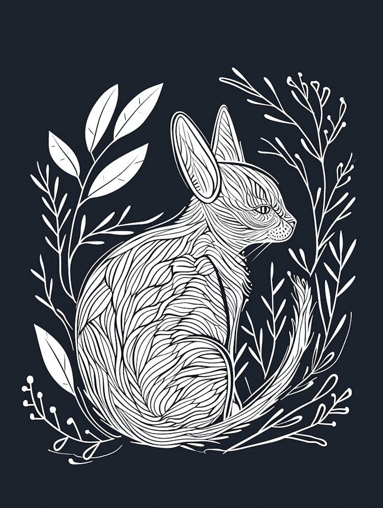 Laperm Cat Minimalist Illustration 2